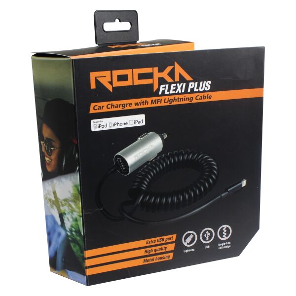 Buy Rocka Flexi Plus series MFI Lightning Cable with Car Charger Black