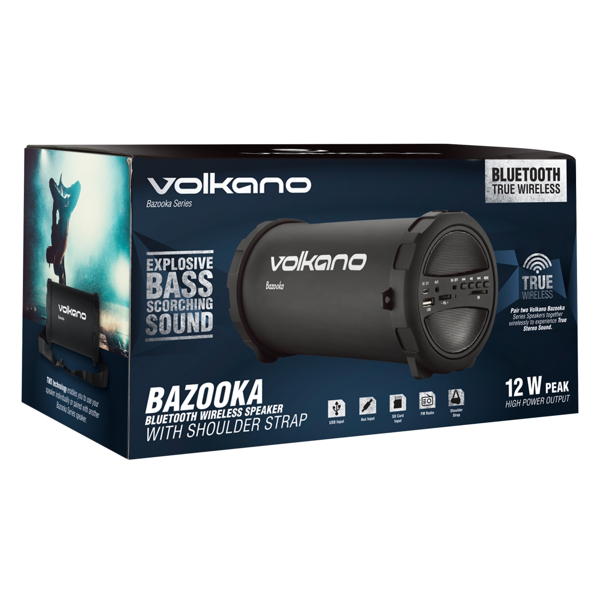 Volkano VB018 Bazooka High Powered Bluetooth SpeakerBlack , Shumata