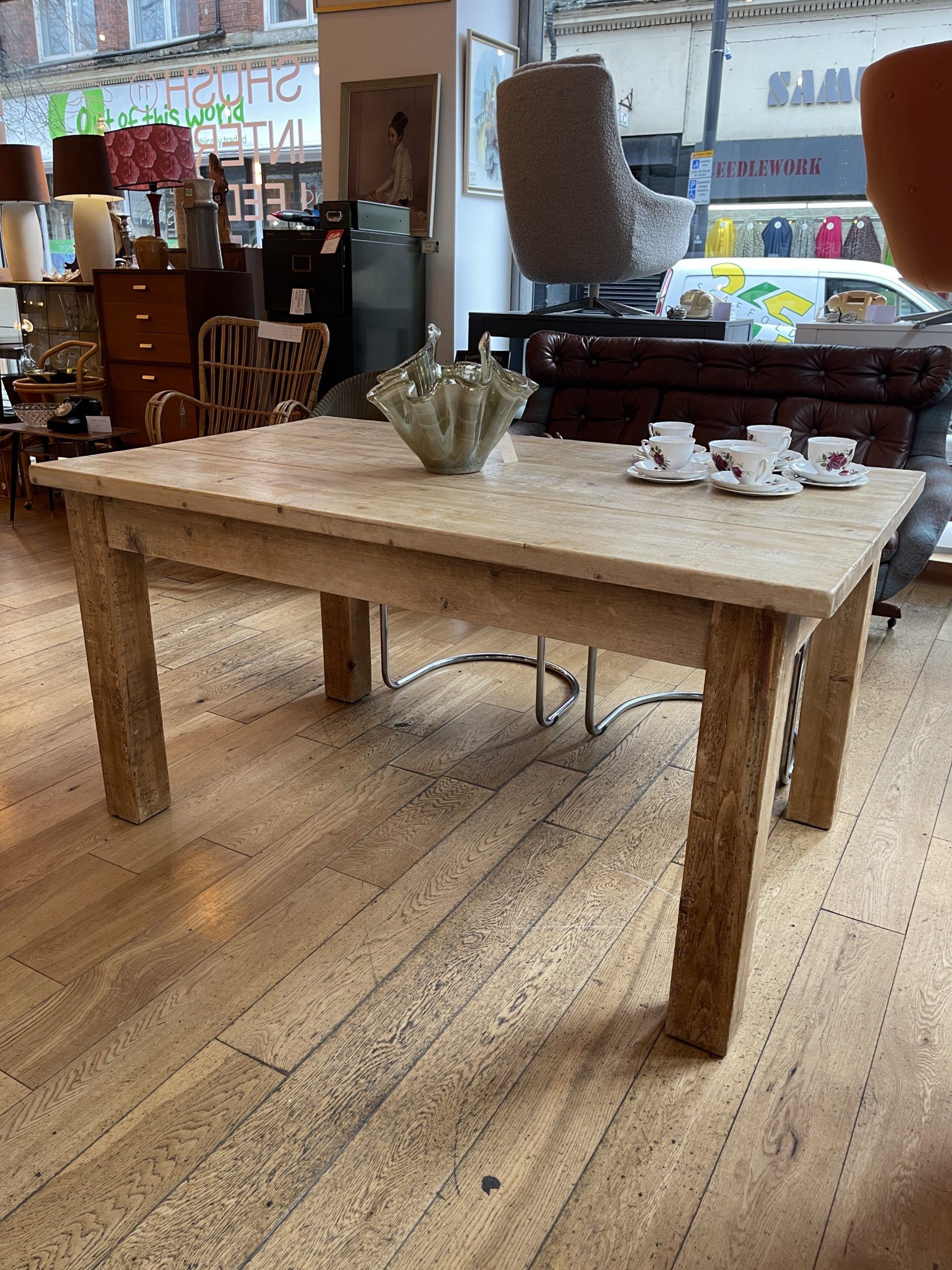 Rustic Solid Pine Kitchen Table Shush Interiors Leeds