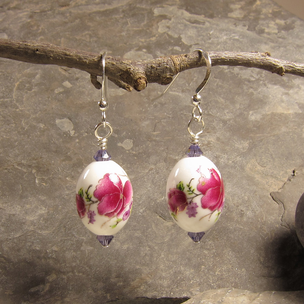 Ceramic Bead Earrings Shy Violet