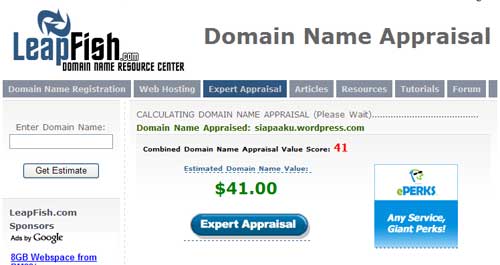 Free… Domain name appraisal Siapa.Aku