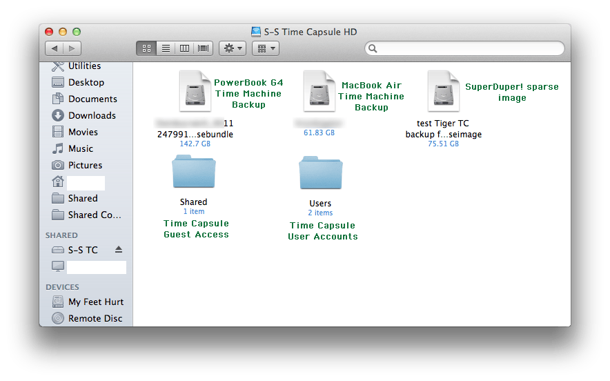 Apple Time Capsule Accounts