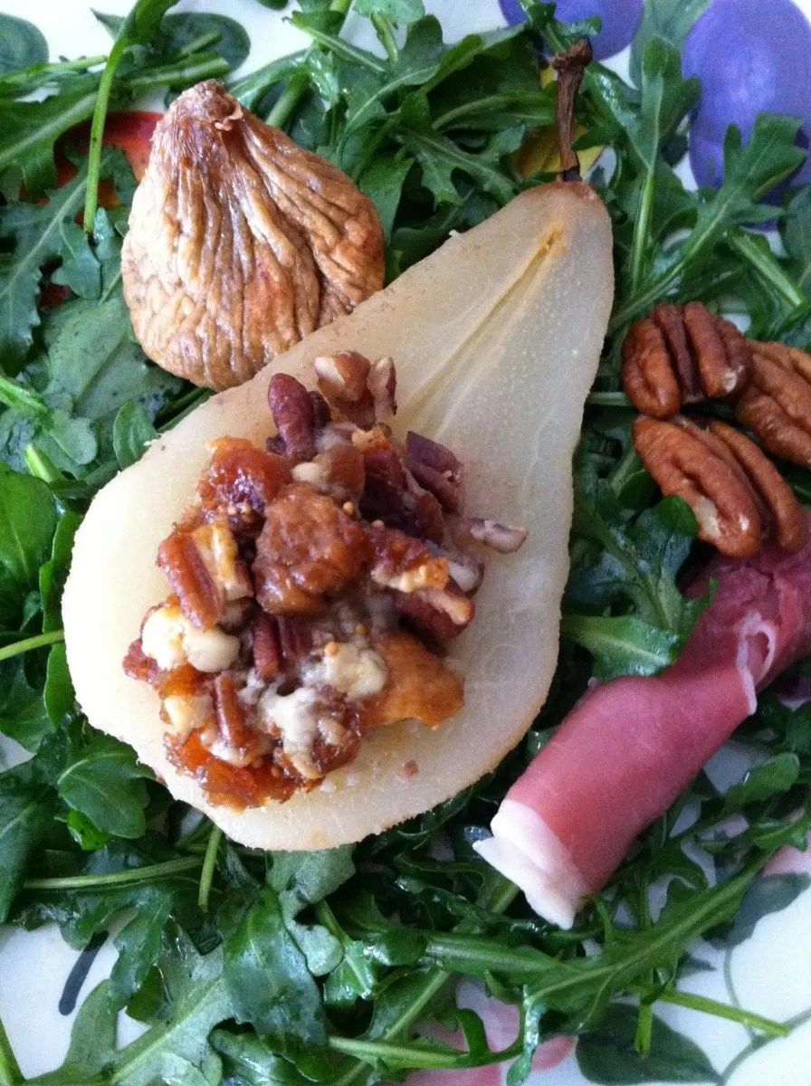 Baked Stuffed Pear & Salad Sicilian Girl