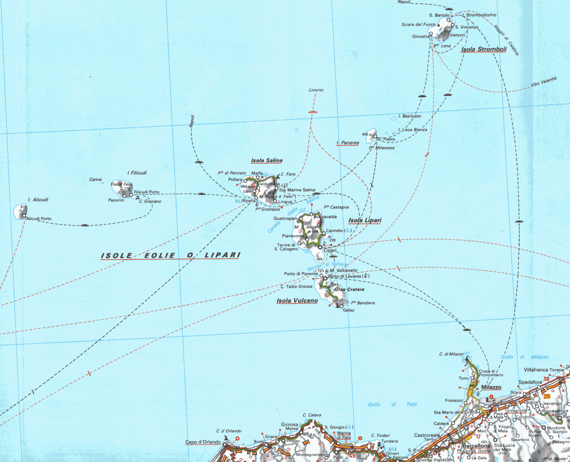 Map of Aeolian Islands Mappa delle Isole Eolie