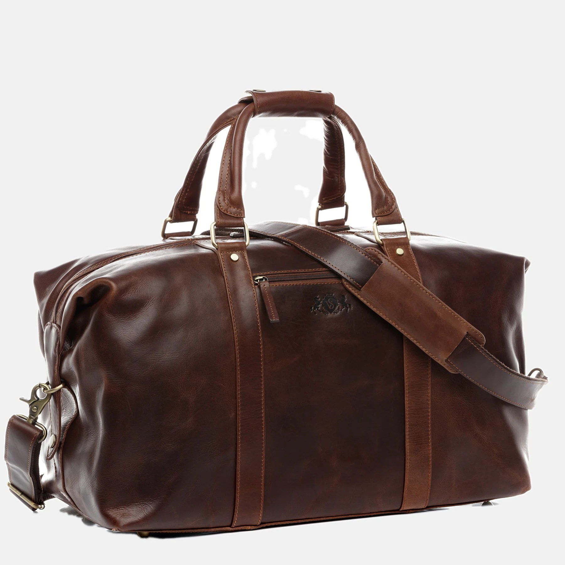 XL Travel bag ZANE natural leather browncognac