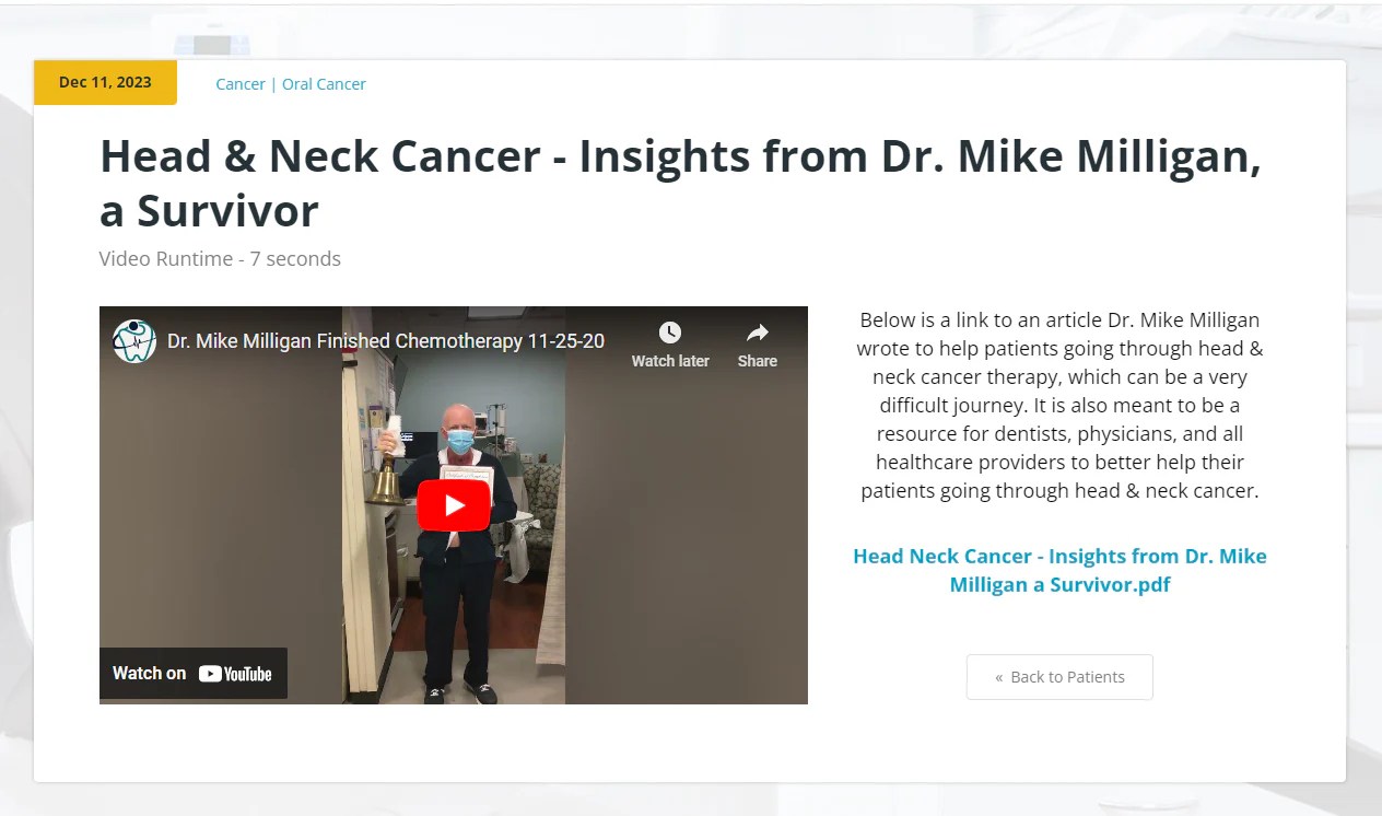 Head & Neck Cancer Insights from Dr. Mike Milligan Side Effect
