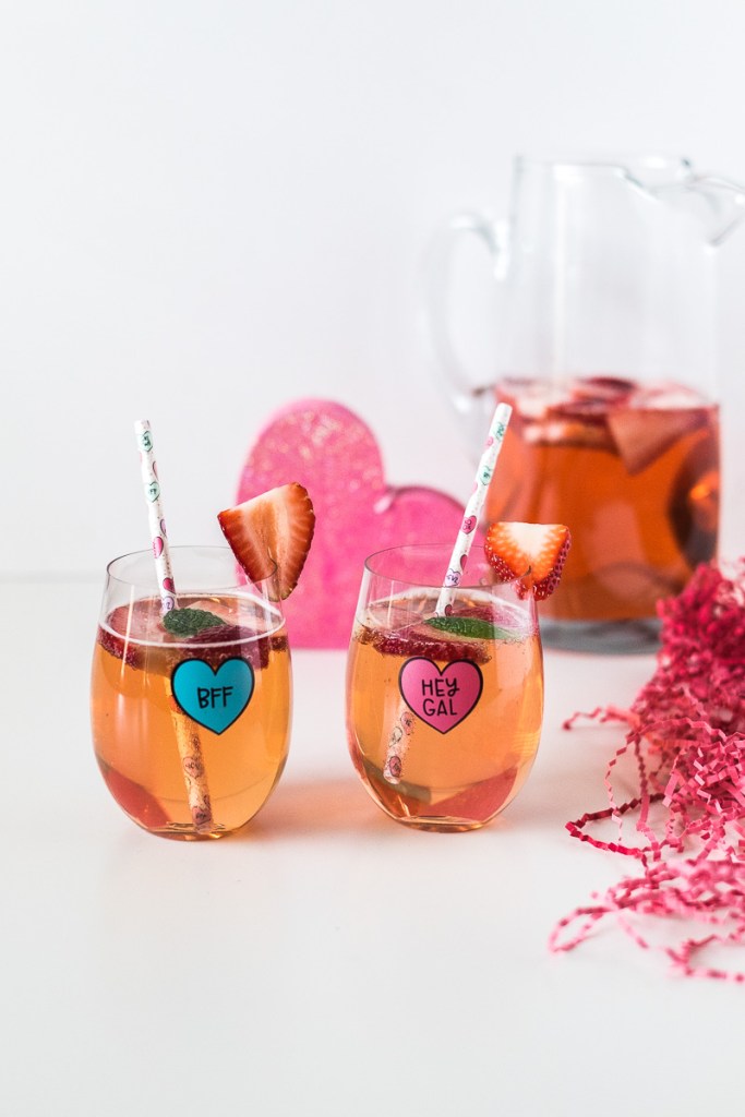 Valentine's Day Cocktail: Strawberry Rosé Sangria galentine's day drinks pink cocktail