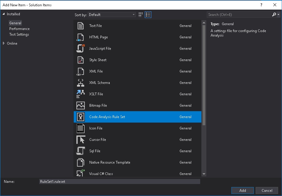 Static analysis of code in Visual Studio, Rule sets, etc