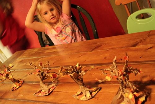 Fall Trees Paper Bag Craft Centerpiece for Thanksgiving