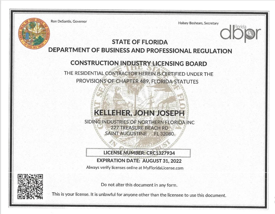 Certification Siding Industries