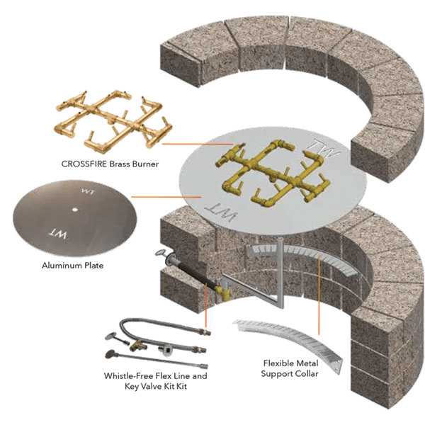 Circular Plate Original Crossfire Brass Fire Pit Insert Kit Match