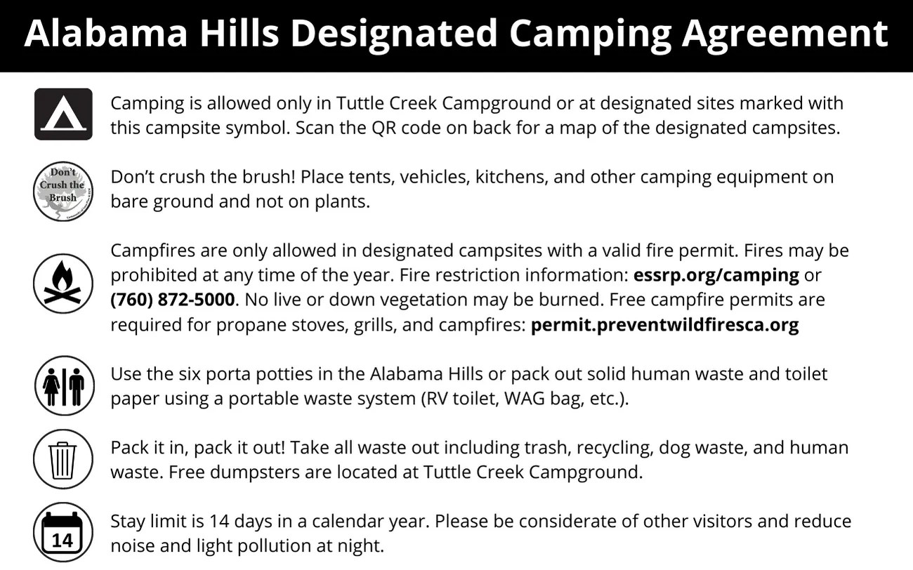 Alabama Hills Camping Agreement ESIA
