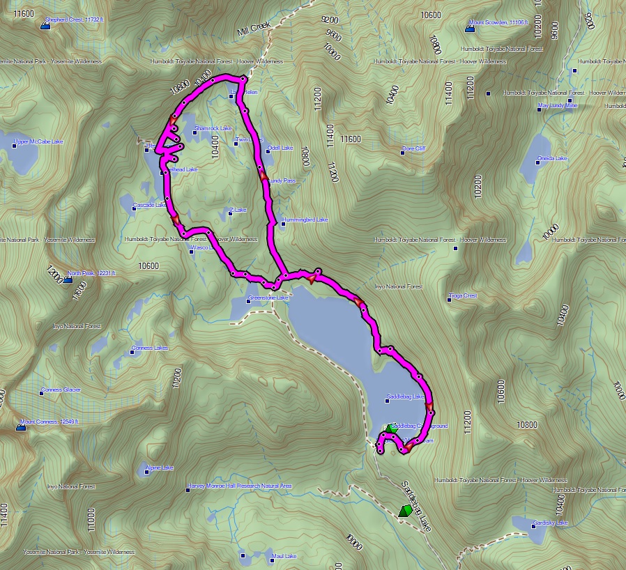 Hiking with Sally from Saddlebag Lake through Twenty Lakes Basin