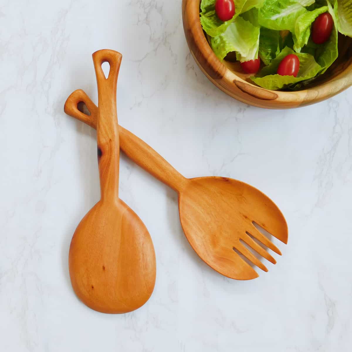 Handcrafted Wooden Salad Servers Rounded Siggy Handmade siggyhandmade