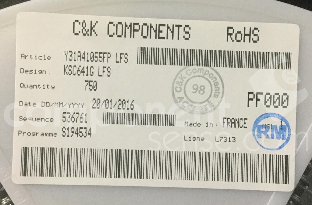 KSC641GLFS C&K Components Datasheet PDF & Technical Specs