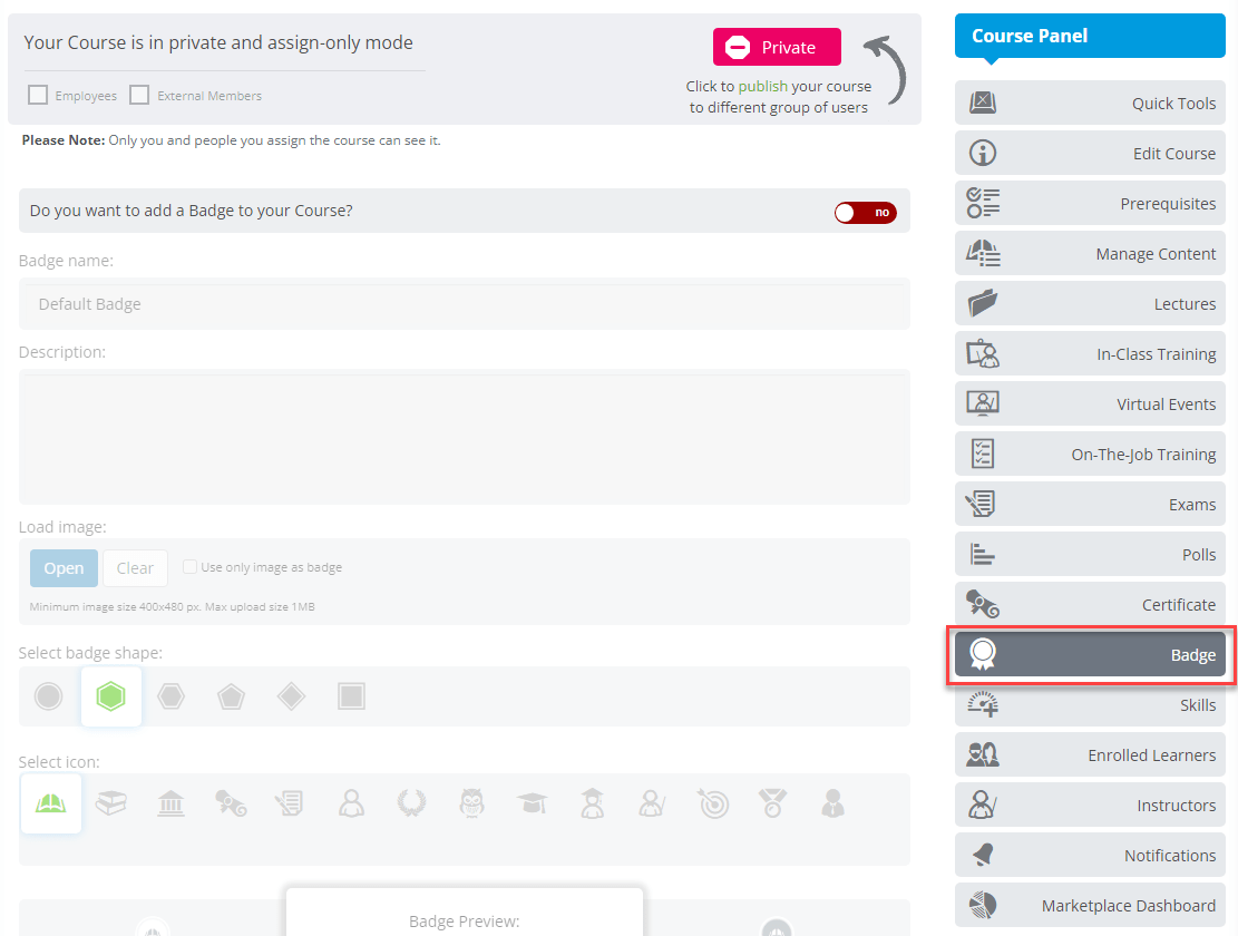 Creating a Course Badge Schoox