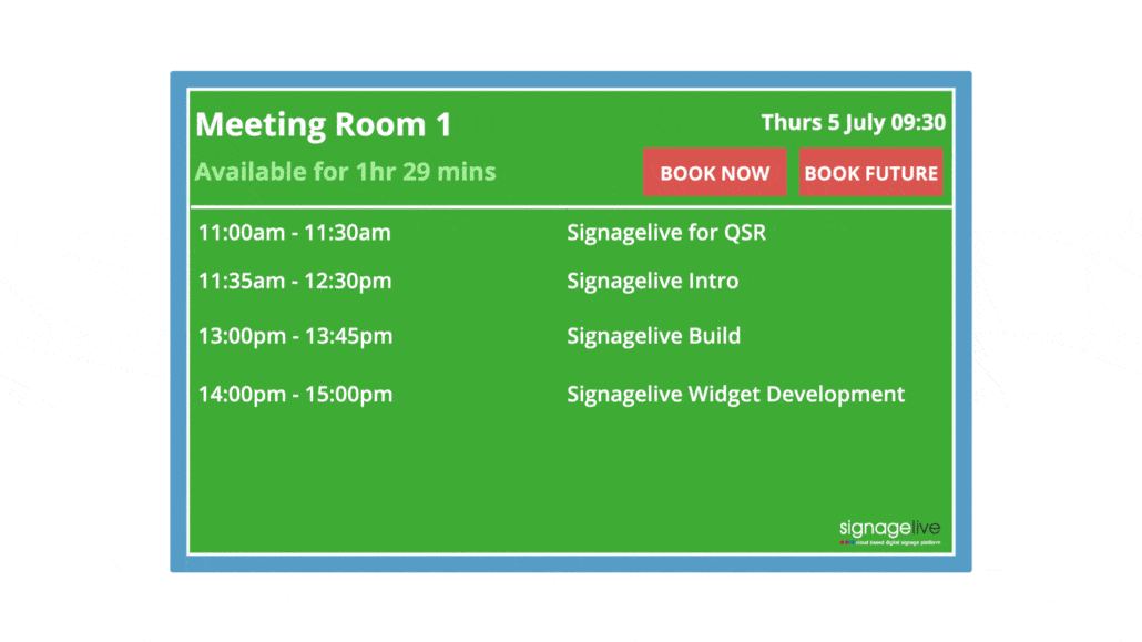 Signagelive enhance calendar integration app to interactive room booking