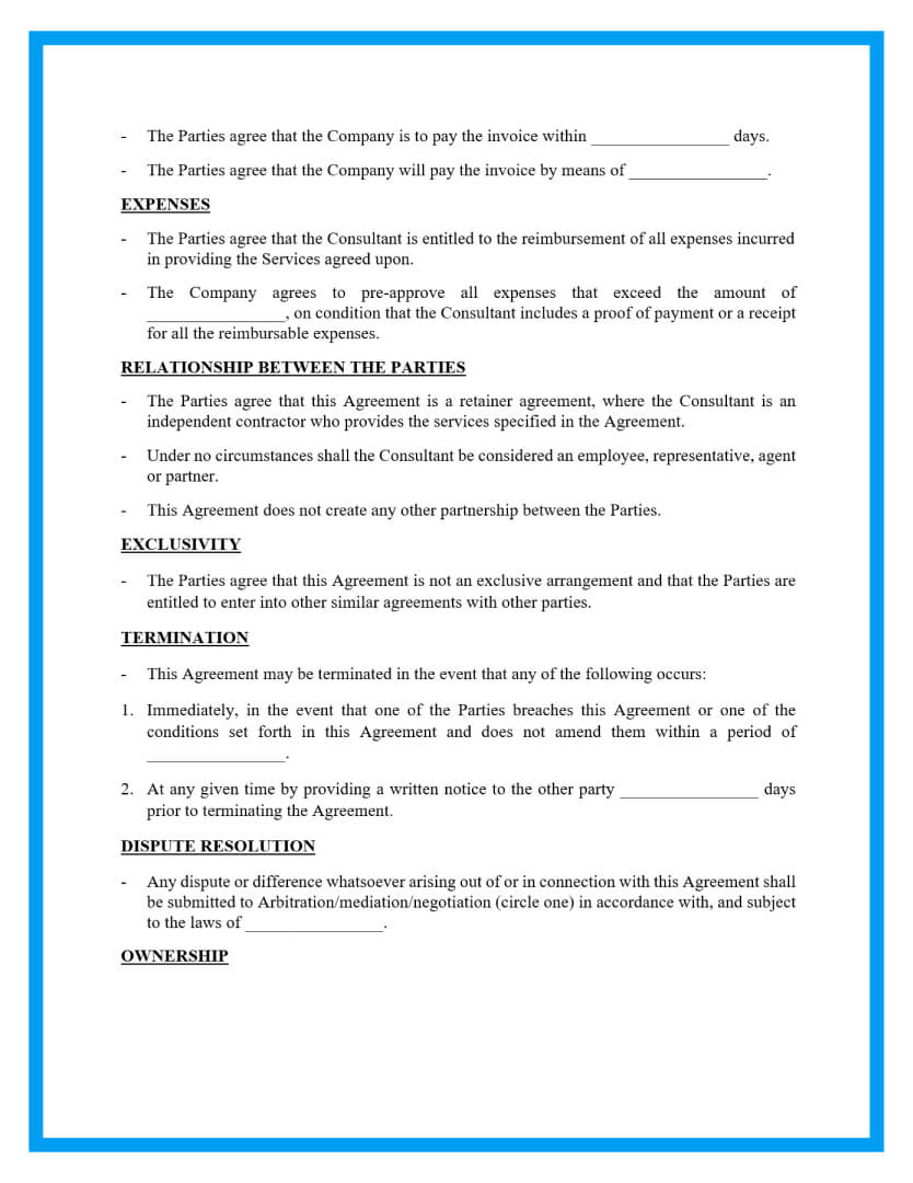 Retainer Agreement Template Uk