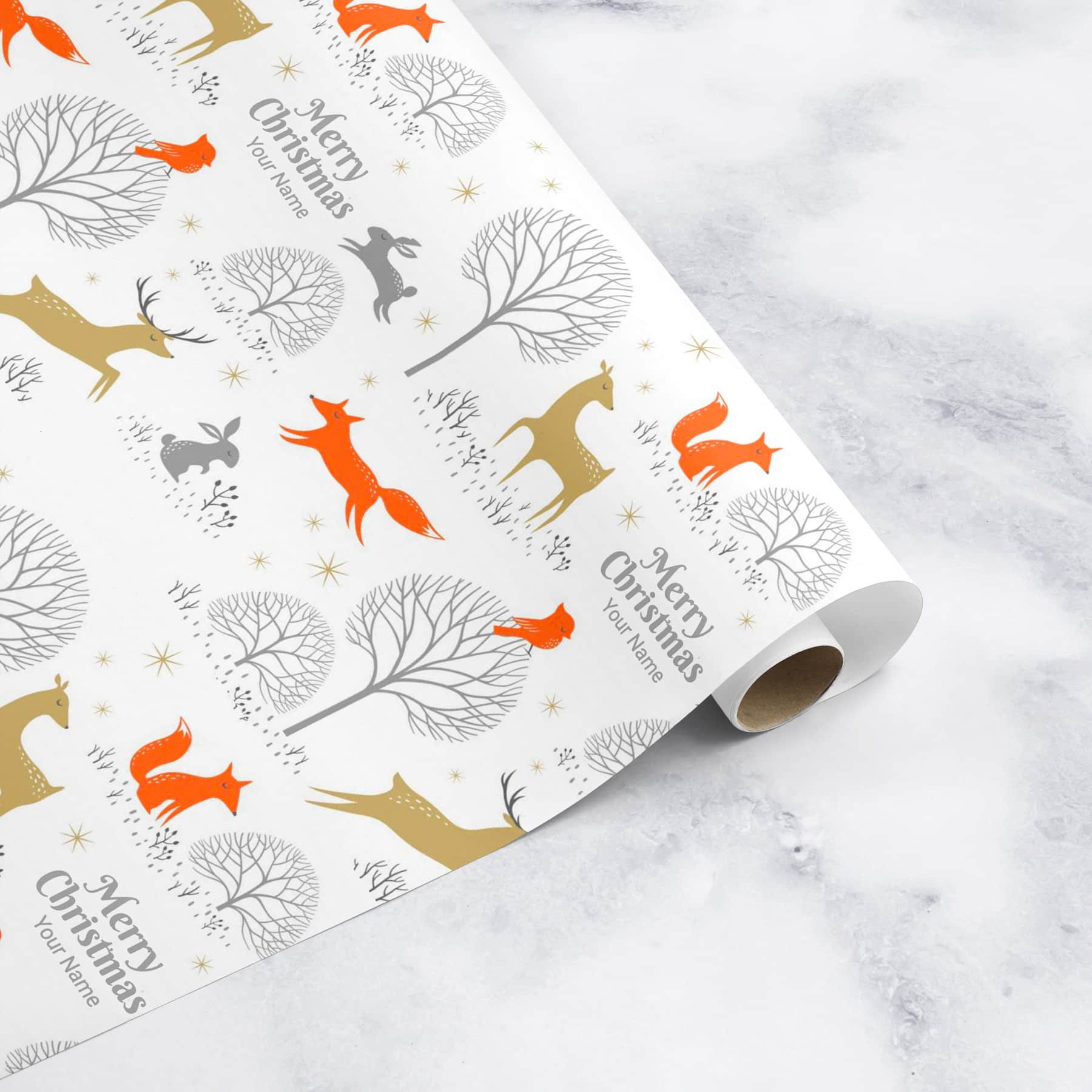 Personalised Fox Custom Christmas Wrapping Paper Printing