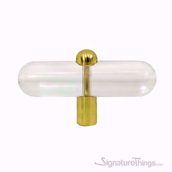 3/4" D Lucite Knob Polished Brass Post Acrylic Drawer Pulls