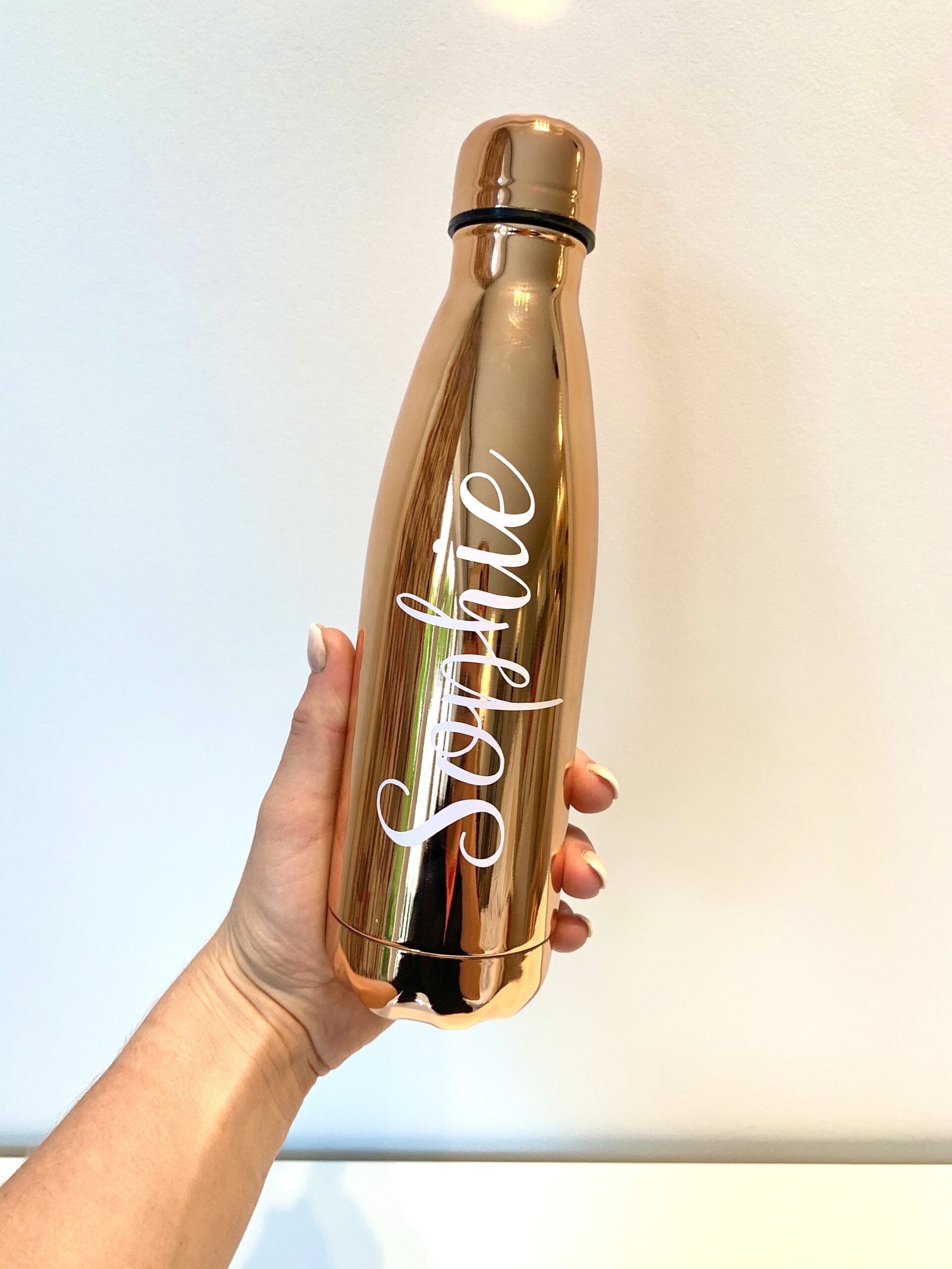 Personalised Rose Gold Stainless Steel Water Bottle Signed Sealed