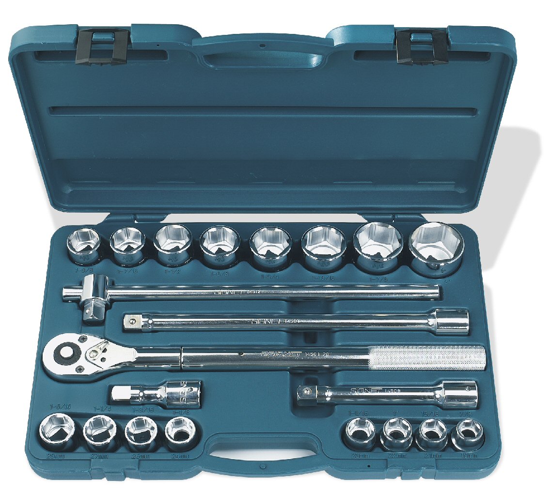 3/4 DRIVE CHROME SOCKET SET WITH RATCHET 21 PIECE SAE