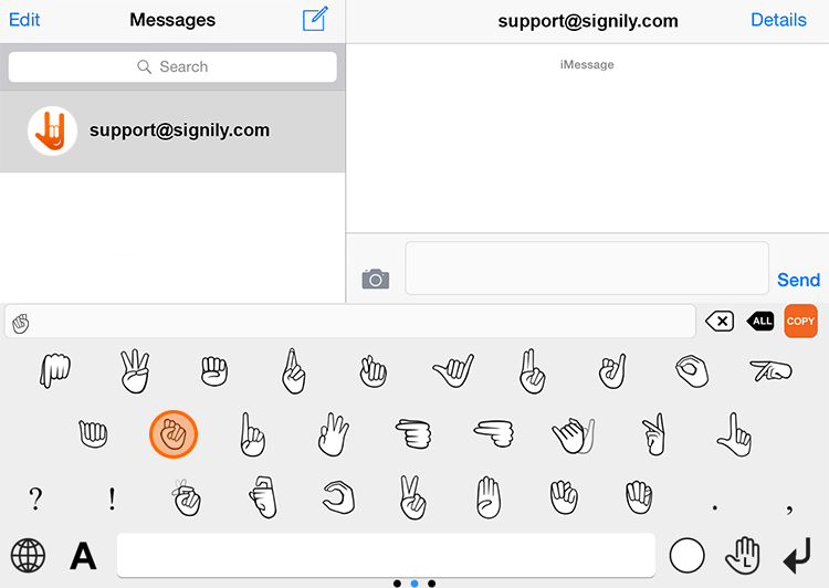 Signily ASL Keyboard App Filled with emoji and animated