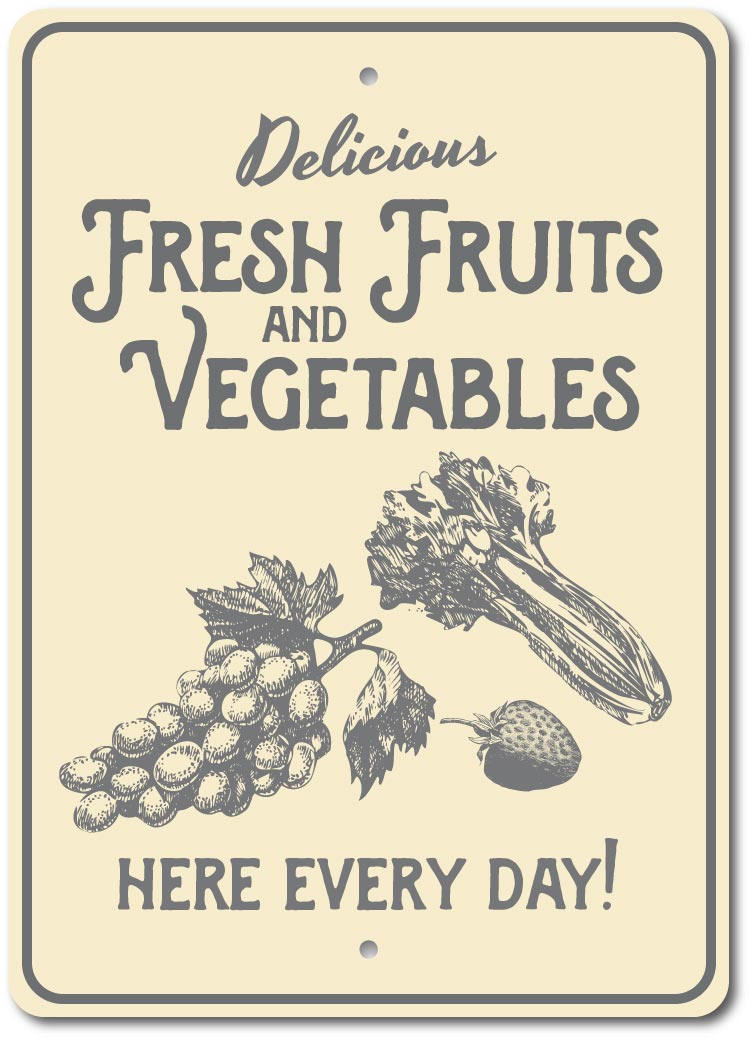 Vegetables Sign, Fresh Fruit Sign, Metal Produce Sign ENSA1003003 eBay