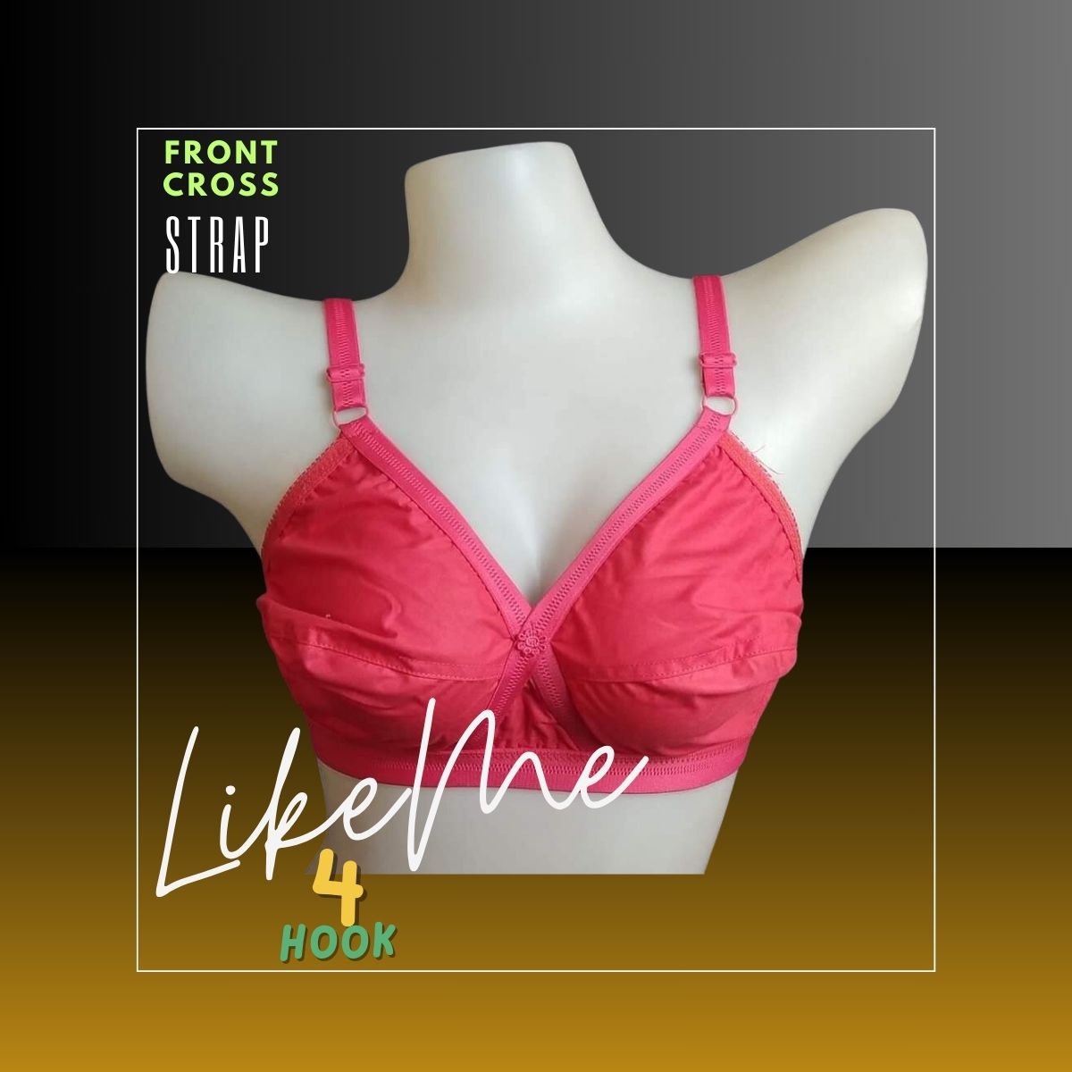 LikeMe Front Cross Strap 4 Hook Cotton Bra Signora Bangladesh