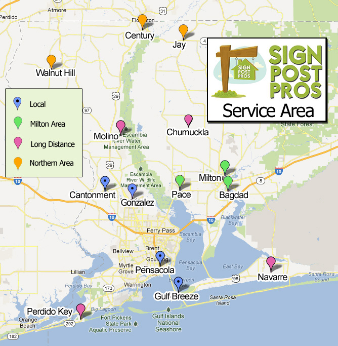 Walnut Hill Florida Map Service Area Sign Post Pros Real Estate Sign Post Installation