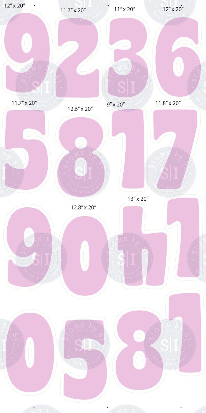 Groovy Light Pink Numbers 16 Pieces Signs by SI