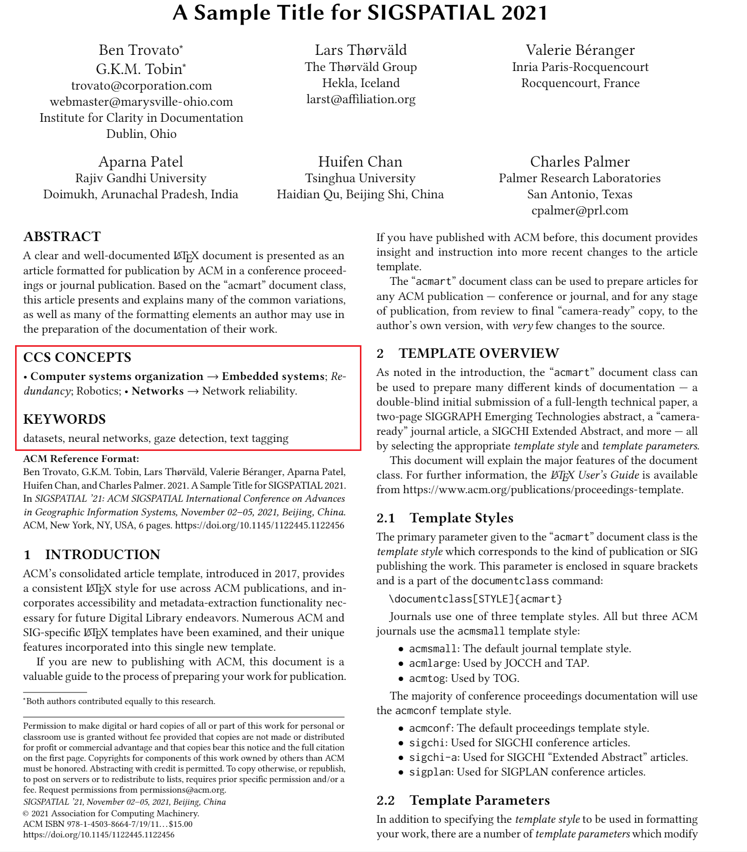 ACM SIGSPATIAL 2021 CameraReady Version Instructions