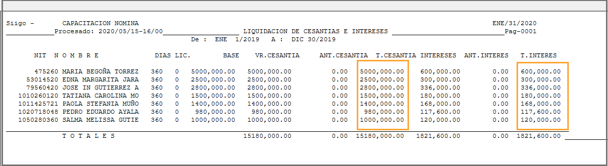 Liquidación de cesantías e intereses Nómina Básica Portal de