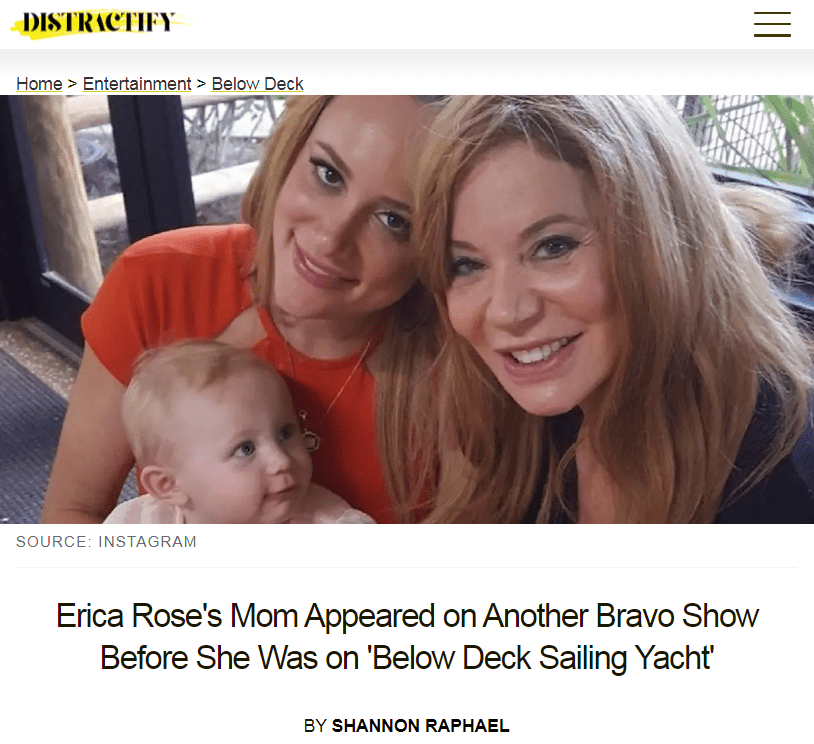 Bravo's Below Deck featuring Erica Rose and Cindi Rose