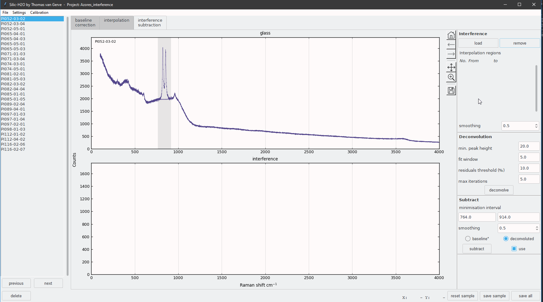 Interference subtraction — SilicH2O 1.0 documentation