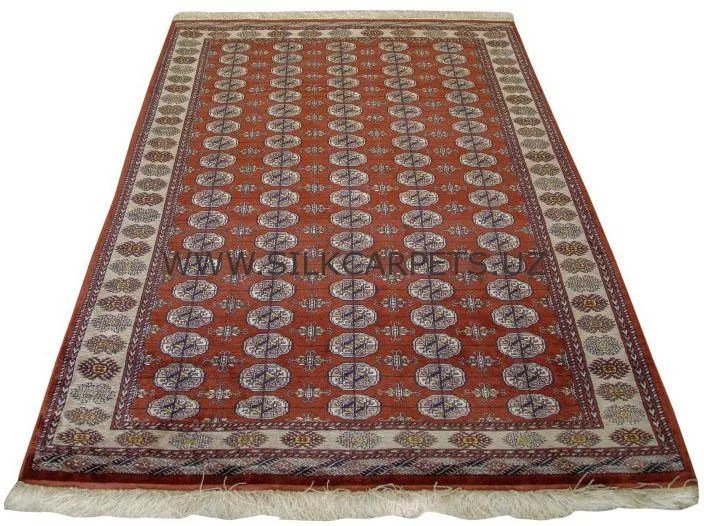 TekeBukhara Design (blue color) Silk Carpets Uzbekistan