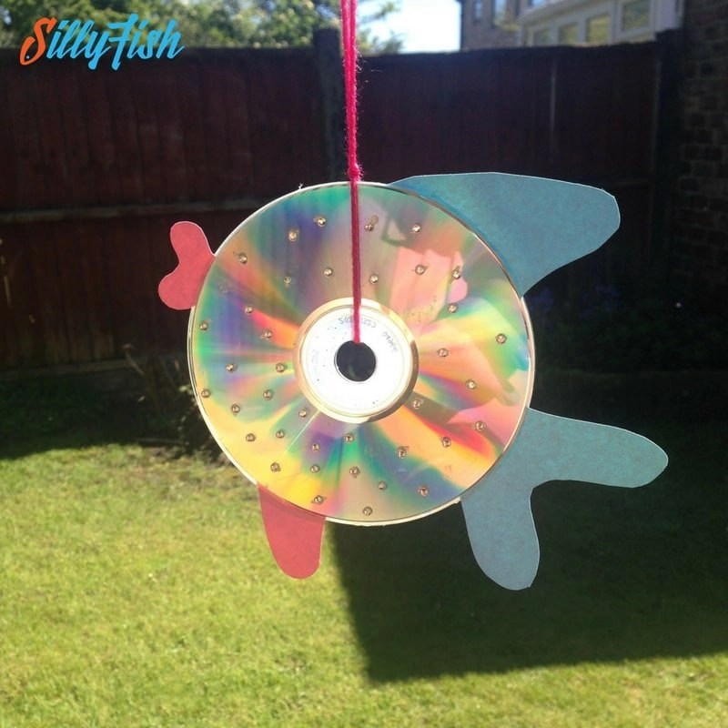 Kid's Craft Rainbow CD Fish Suncatcher Silly Fish Learning