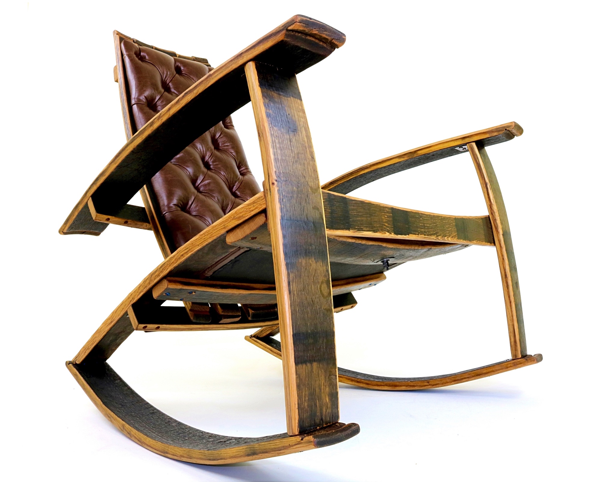 A Rocking Chair Made From Reclaimed Bourbon Barrels The Recurved Rocker