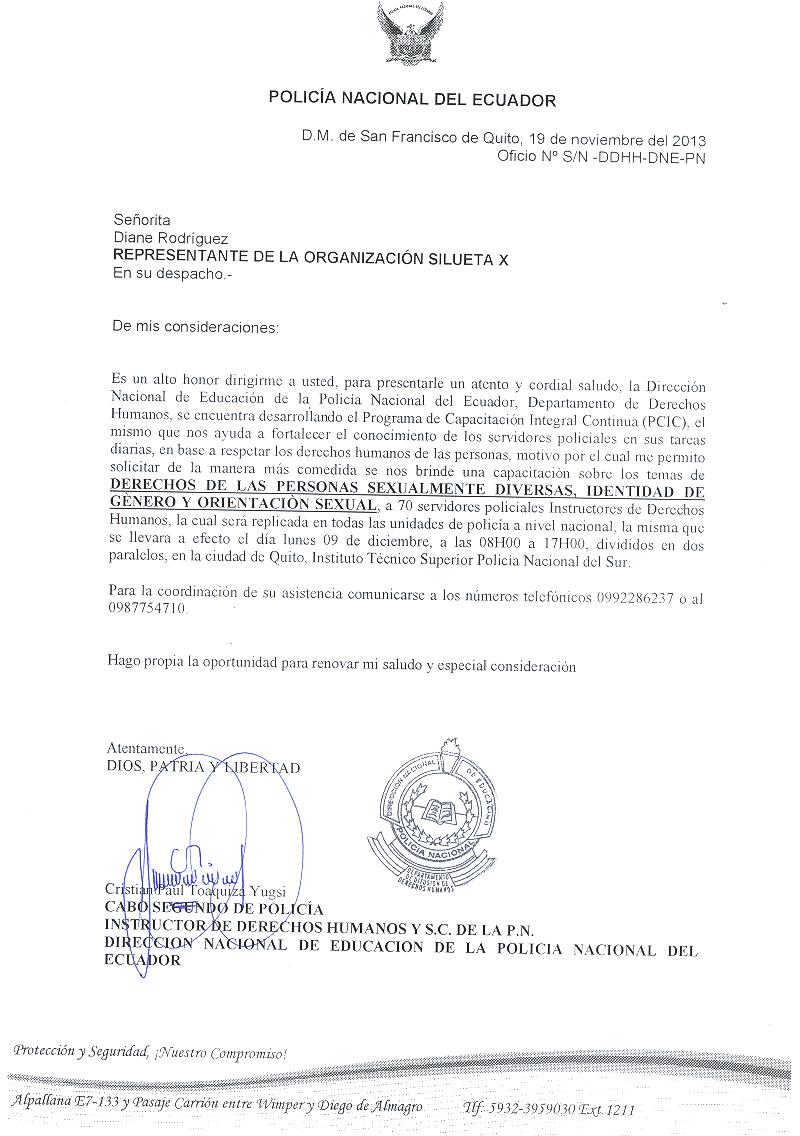 OFICIO DE SOLICITUD DE CAPACITACIÓN A LOS SERVIDORES POLICIALES EN LA