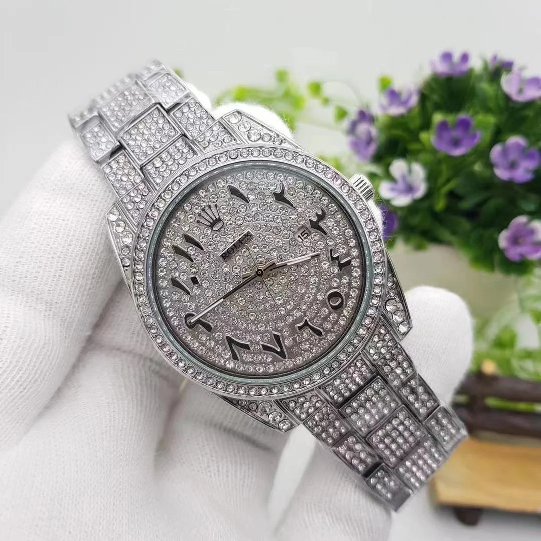 Arabic Full Diamond Watch SILVER COLLECTION