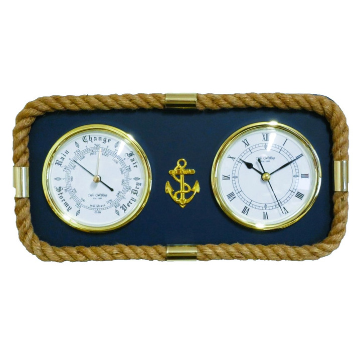 Rope Mounted Marine Clock and Barometer finest silver gifts