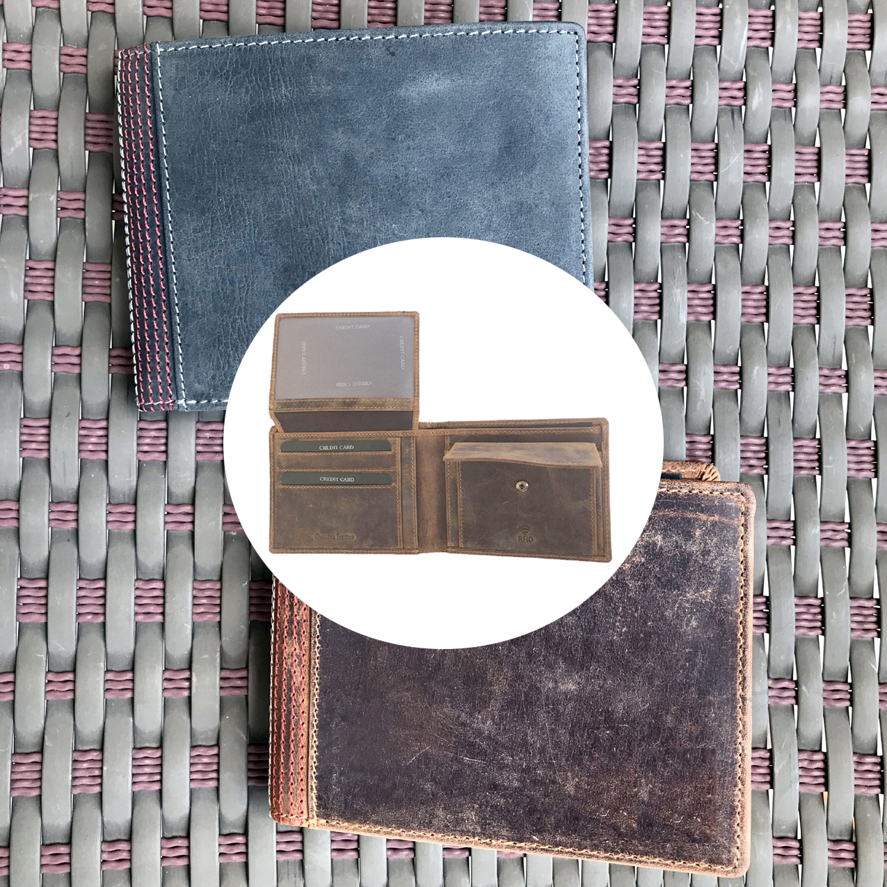 Wallet for Men-RFID Blocking Bifold, Coin Pocket, Top Quality Washed Calf  Leather