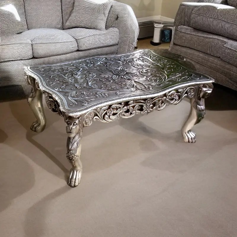 Handcrafted Small Silver Coffee Table by Luxury Furniture Supplier