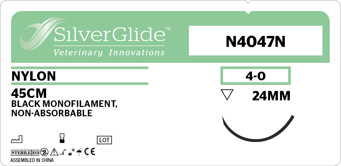 N4047N Nylon Suture Gauge 40 SilverGlide™