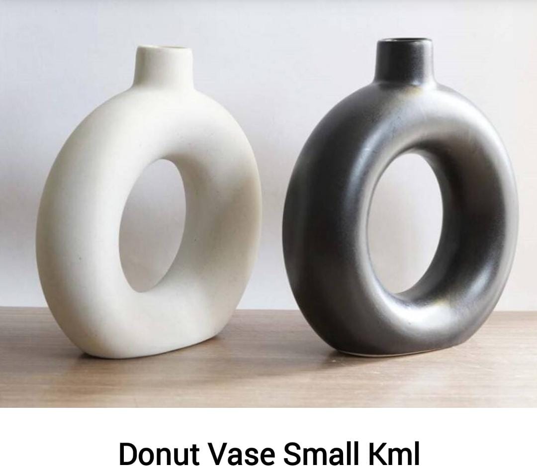 Donut vase small ceramic flower vase SILVER LEAF Gifts, Toys and