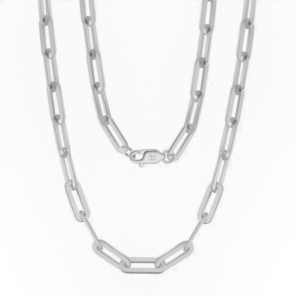 Paperclip Chain Necklace Sterling Silver Silverly