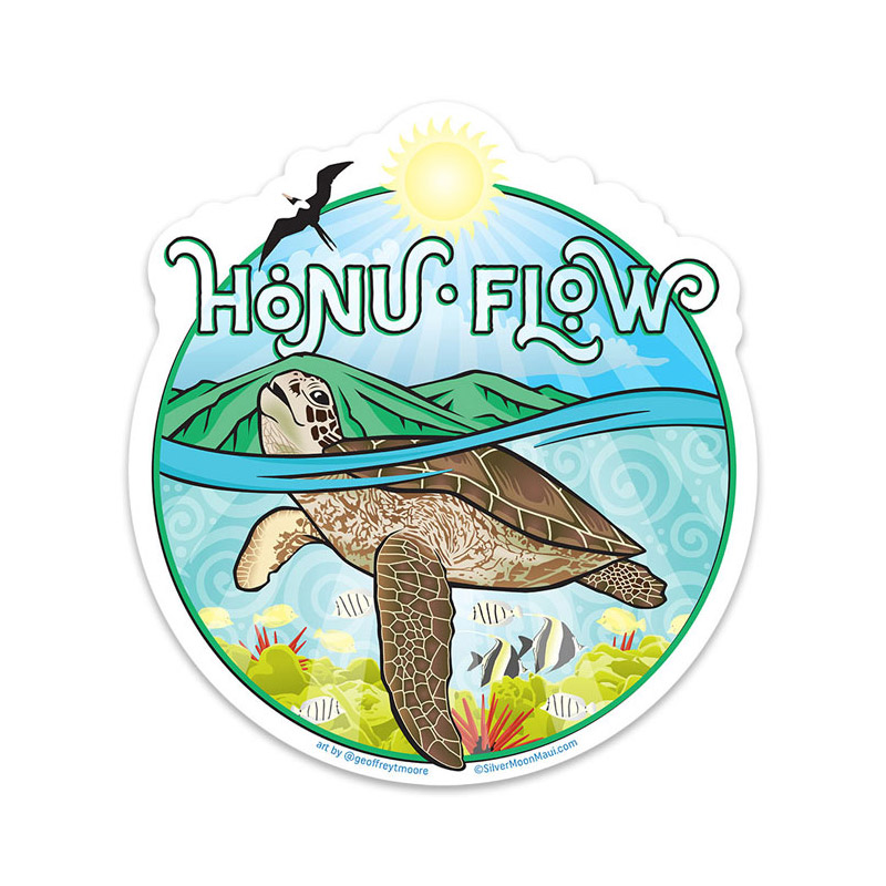 Honu Flow Stickers Hawaii Stickers Hawaiian Turtle Sticker
