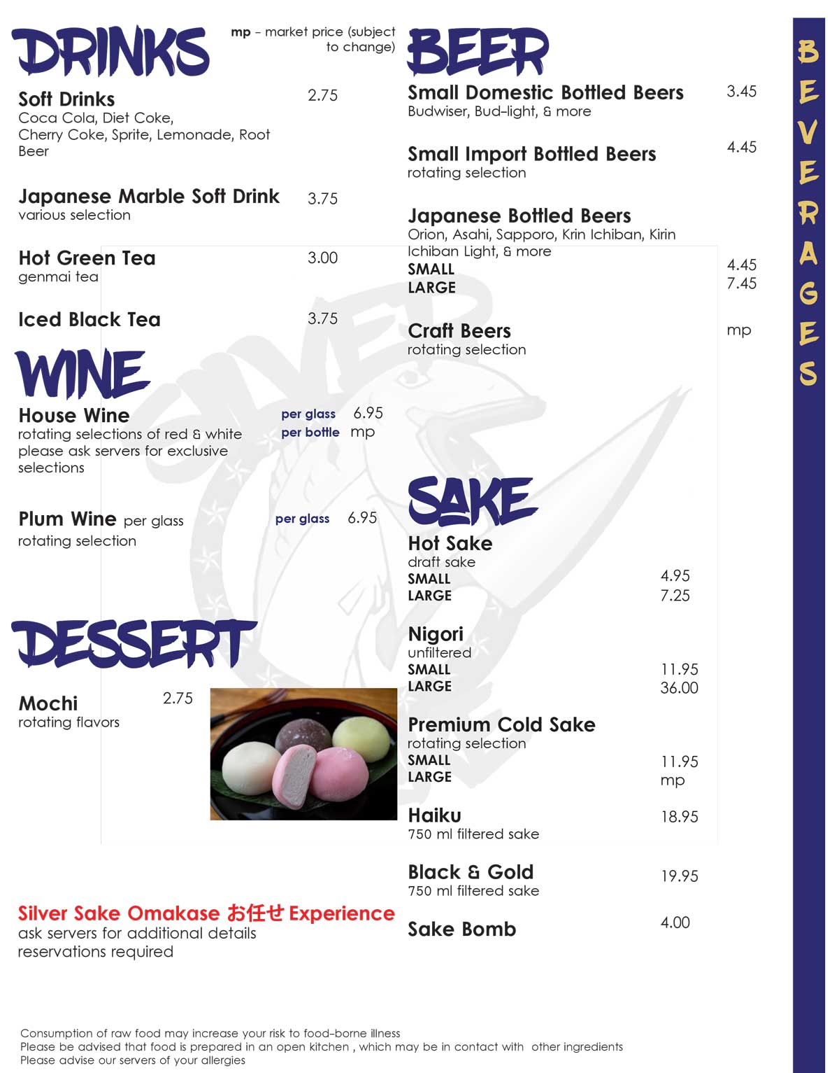 Menu Silver Sake