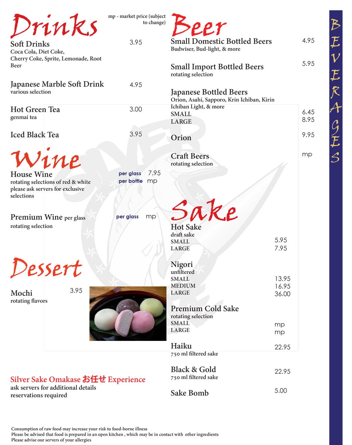 Menu Silver Sake