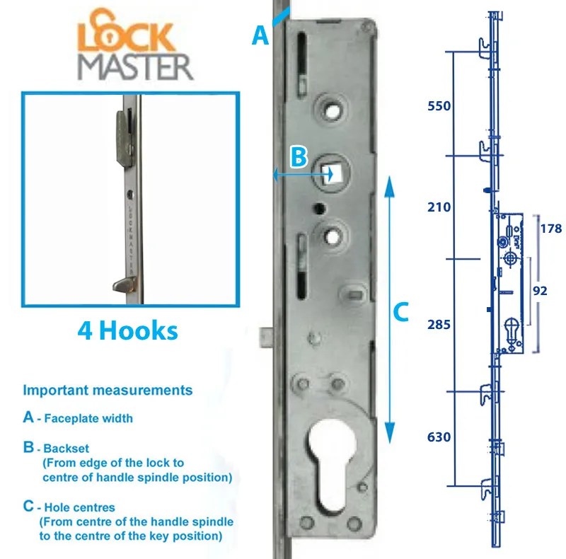 Lockmaster UPVC & Timber Patio Door Lock Patio Door Locks Silver's